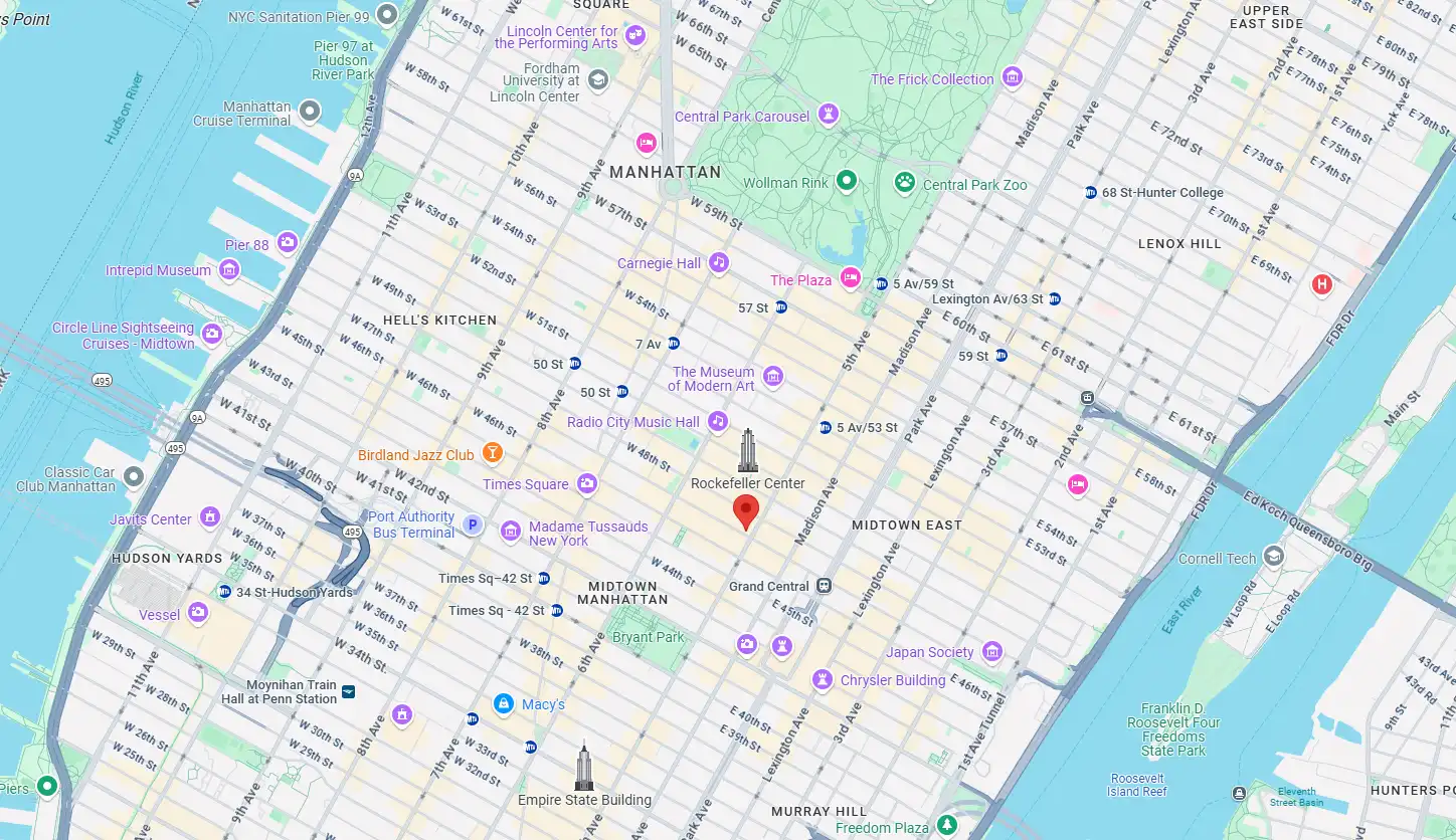Sharp Logica office location at 580 Fifth Avenue, Suite 820, Midtown Manhattan, New York